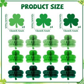 12PCS St. Patrick's Day Honeycomb Balls Hanging Decorations Shamrock Centerpieces for Tables Lucky Irish Hanging Ceiling Sign for Spring Themed Birthday Baby Shower Bridal Shower Party Favor