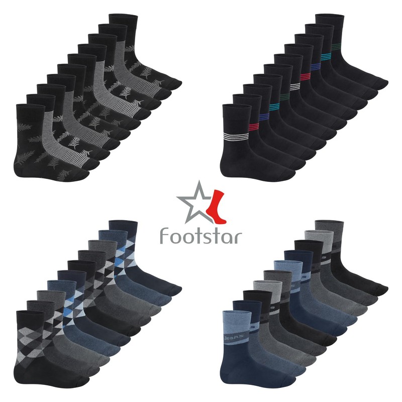 Footstar Men's Motif Socks (10 Pairs) Cotton Socks with Various