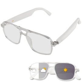 epekops Smart Glasses Bluetooth Audio Glasses Sunglasses Blue Light Glasses for Men Women Dual Mic Color-Change UV Protection