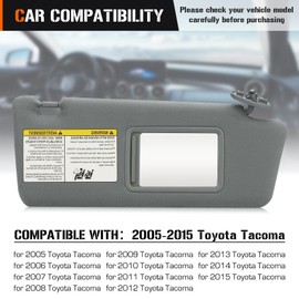 Sun Visor for 2005-2015 Toyota Tacoma Without Light, Right Passenger Side Gray Sunvisor Replacement 74310-04081-E0