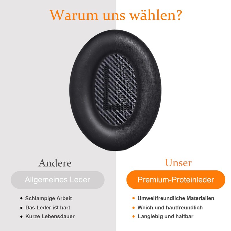 YISH Replacement Ear Pads for Bose QuietComfort 35: Protein Leather