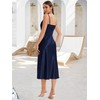 Women's Spaghetti Strap Midi Satin Slik Dress Cowl Neck Long