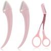 XENQITO Pack of 3 Eyebrow Scissors, Eyebrow Scissors with Comb, Eyebrow Brush, Eyebrow Comb, Eyebrow Cutter, Stainless Steel Beauty Eyebrow Trimmer, Professional Eyebrow Trimmer (Pink)
