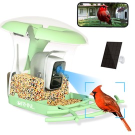 OIRHNL Smart Bird Feeder with Camera,Transparent,HD AI Identify Wild Bird Feeder Camera Solar Powered,-5000mAh&64G SD Card,Auto Capture Bird Videos & Instant Notifications