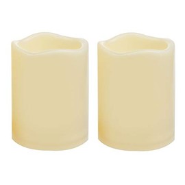 2 velas LED sin llama de 3 x 4 pulgadas, impermeables, funciona con pilas, con temporizador, luz decorativa eléctrica de resina de plástico, para linterna, jardín, decoración del hogar, fiesta, boda,