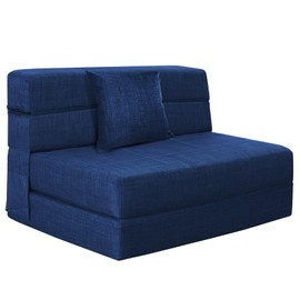 Nigoone Folding Sofa Bed Couch Memory Foam with Pillow Sleeper Chair Lazy Couch Twin Size Futon Convertible Guest Beds,Washable Cover,Dark Blue