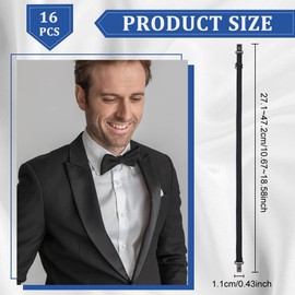 BENECREAT Pack of 16 Adjustable Polyester Elastic Bow Tie Extension Bands with Plastic Buckle DIY Accessories for Belt Ties, Black