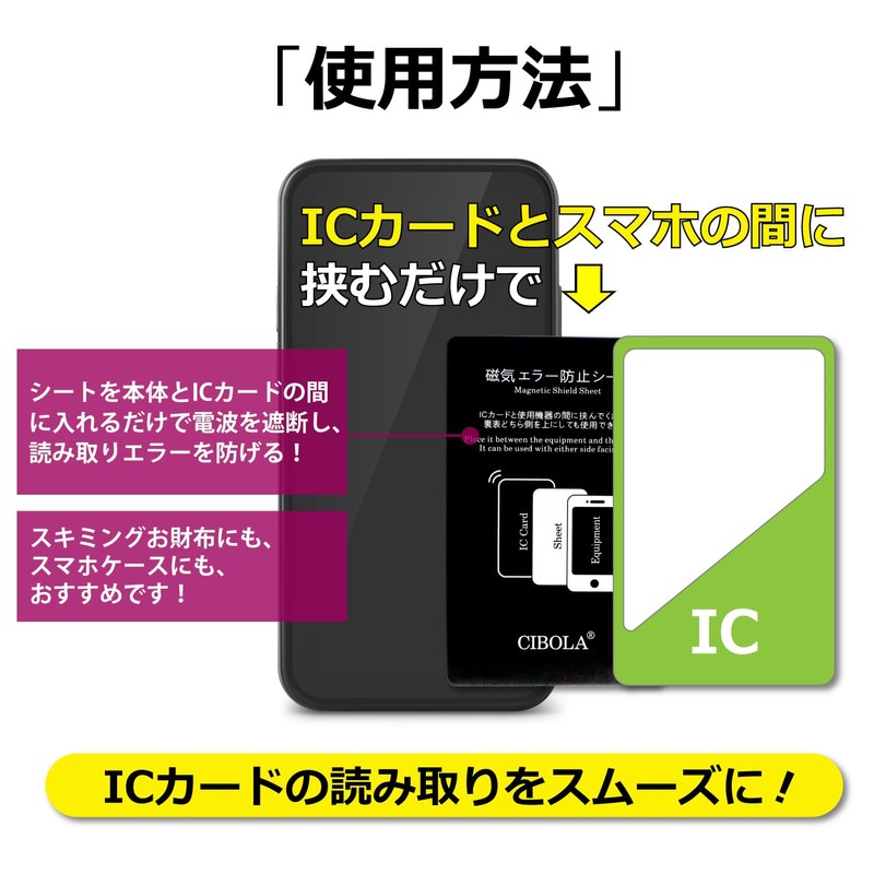 CIBOLA Magnetic Error Prevention Sheet for IC Cards, Magnetic Interference,