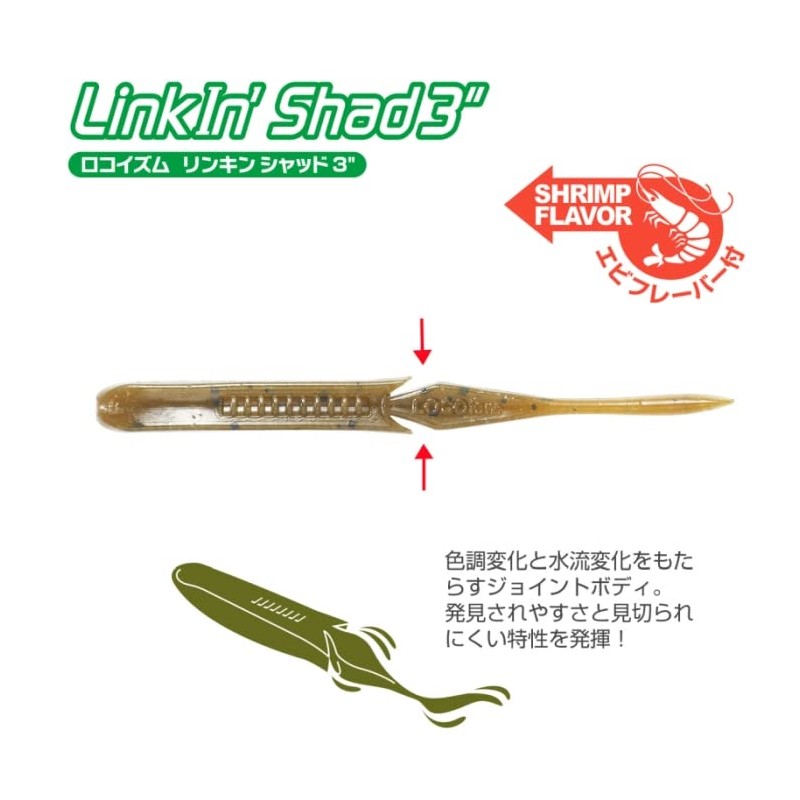 TIEMCO LOCO'S LINKIN SHAD 3#171NS Wakasagi Brown