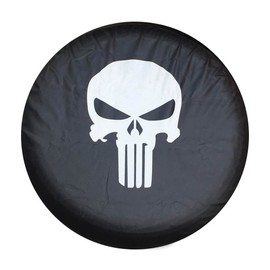 LITTOU Kolome Universal Fit Spare Wheel Cover, Black, 4WD 4x4 (Skull, 15 Inches for Diameter 27 - 29 Inches)