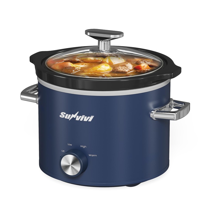 Sunvivipro 2QT Small Slow Cooker with Removable Ceramic Pot, Food
