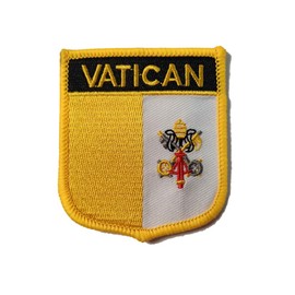Tasmiraff 2Pcs Vatican Flag Patch Embroidered Applique Patch for Backpacks Shoes Hat Iron On Sew On 1Pcs Rectangle and 1Pcs Shield