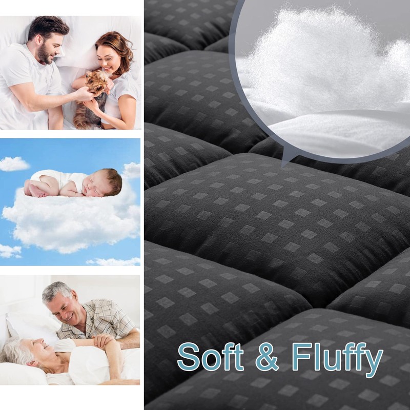 HYLEORY Twin XL Mattress Pad Quilted Fitted Mattress Protector Cooling