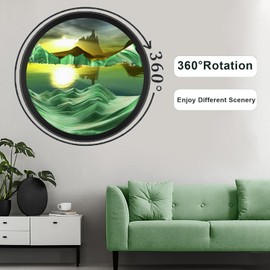 TNSLGHS Moving Sand Art, Wall Mounted Sand Art Liquid Motion, 360°Rotate Moving Sand Wall Art Deep Sea Sandscape Room Decoration, Relaxing Mood Home Office Work Decor,O-17.3in/44cm