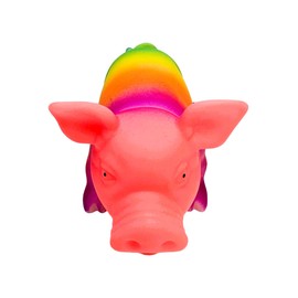 Zugar Land 8" Snorting Rainbow Colored Rubber Pigs (1 Pack) Squeezable Noisemakers Great Game Prize for Carnivals and Party Toy (1)