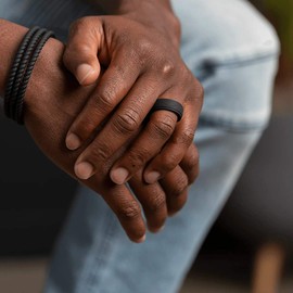 Enso Rings Men’s Infinity Silicone Ring – Hypoallergenic Wedding Band for Men – Comfortable Band for Active Lifestyle – 9mm Wide, 2.25mm Thick (Obsidian 8)