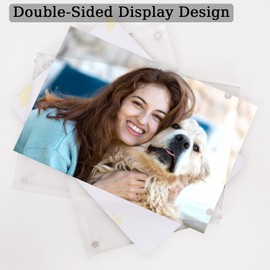Cherrich Acrylic Picture Frame 4x6, Double Sided Photo Frames for Refrigerator with Magnetic Corners, Transparent Acrylic Frame for Desk or Tabletop Display Family,Wedding, Baby Pictures(1 Pack)