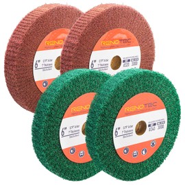 RENOTEC 6 Inch Flap Wheel, Non-Woven Abrasive Polishing Wheel, 1 Inch Thickness, 3/4 Inch Arbor, for Bench Grinder (Assorted Grit240 Grit320)