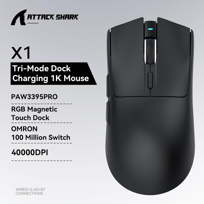 ATTACK SHARK X1 Ultralight Wireless Gaming Mouse with Magnetic RGB