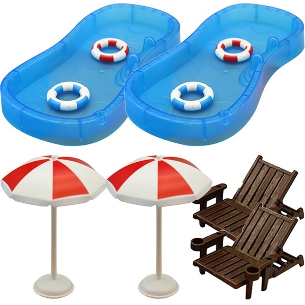 JOINPAYA 2 Sets Doll House Beach Chair Suits: Mini Swimming
