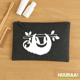 Huuraa Toiletry Bag Sloth Silhouette Gift 1 Litre Charcoal Felt Sloth Gift Idea