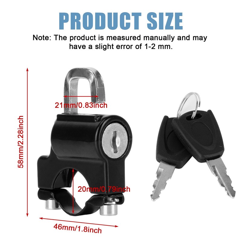 PSLER Motorcycle Helmet Lock- with 2 Keys Universal Anti Theft