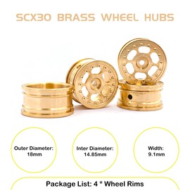 HOPLEX Brass 0.7 Wheels Rims Wheel for AXIAL SCX30 Ford Bronco 4X4 SCX30 Jeep Wrangler JLU 4X4 RC Crawler Car Upgrade Parts (6 Holes)