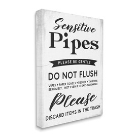 Stupell Industries Sensitive Toilet Pipes Sign Flushing Restrictions