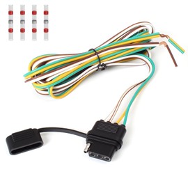 Adullama 4 Pin Vehicle Side Trailer Wiring Harness 5FT, 16AWG 4 Prong Trailer Light Plug Socket with Dust Cover, 4 Way Trailer Connector Female 4 Wire Replacement Trailer Hitch Wiring