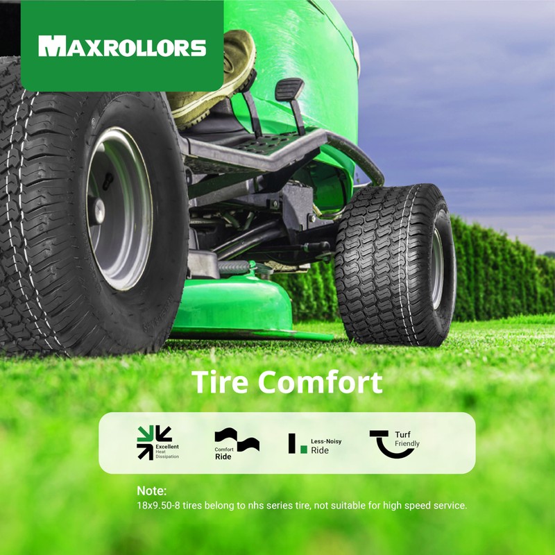 (2 Pack) MAXROLLORS 18x9.50-8 Lawn Mower Tires, 18x9.5-8 for Garden