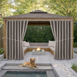Waterproof Outdoor Curtain W105 x L95 - Grommet Top Sunlight Blocking Window Treatment Drapes Blackout Curtains for Home Bedroom Living Room Outdoor Patio Porch Pergola Cabana Gazebo (Taupe)