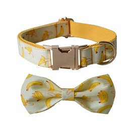 Love Dream Dog Collar with Bow Tie, Soft and Comfy Bow Tie Dog Collar with Metal Quickly Release Buckle, Adjustable Girl Boy Bowtie Dog Collars for Puppy Small Medium Large Dogs (Medium, Banana)