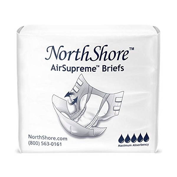 NorthShore AirSupreme Incontinence Tab-Style Briefs for Men and Women, X-Large, Case/45 (3/15s)