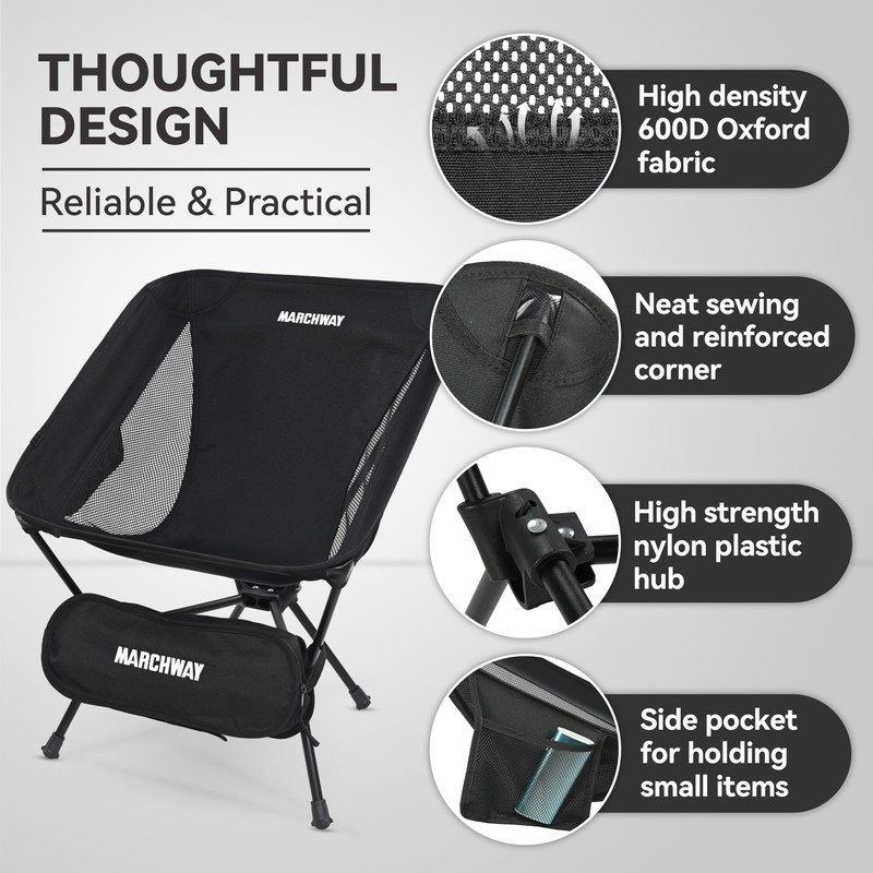 MARCHWAY Lightweight Folding Camping Chair, Portable Foldable Compact for Outdoor