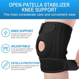 AVIDDA Knee Support, Patella Tendon Knee Brace with Side Stabilizers for Running, Sports, Joint Pain, Arthritis, Adjustable Knee Support Brace for Men Women Grey