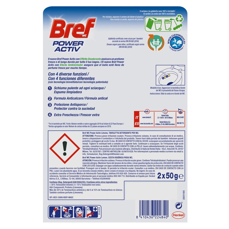 Bref Power Activ Duplo Zitrone Korb WC-Paket 2 x 50