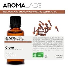BIO - Clove Essential Oil - 30mL - 100% Pure, Natural, Chemotyped and AB Certified - AROMA LABS (French Brand)