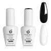 Kit Esmaltes Semipermanentes Blanco Y Negro 15ml Cherimoya