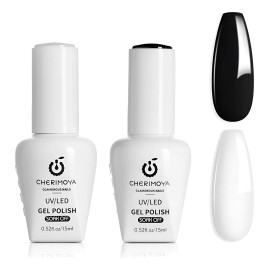 Kit Esmaltes Semipermanentes Blanco Y Negro 15ml Cherimoya