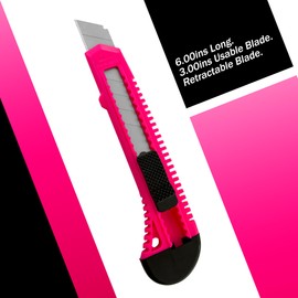 MotoProducts 3x Bulk Utility Knife Box Cutters Snap Off Blade Neon Pink