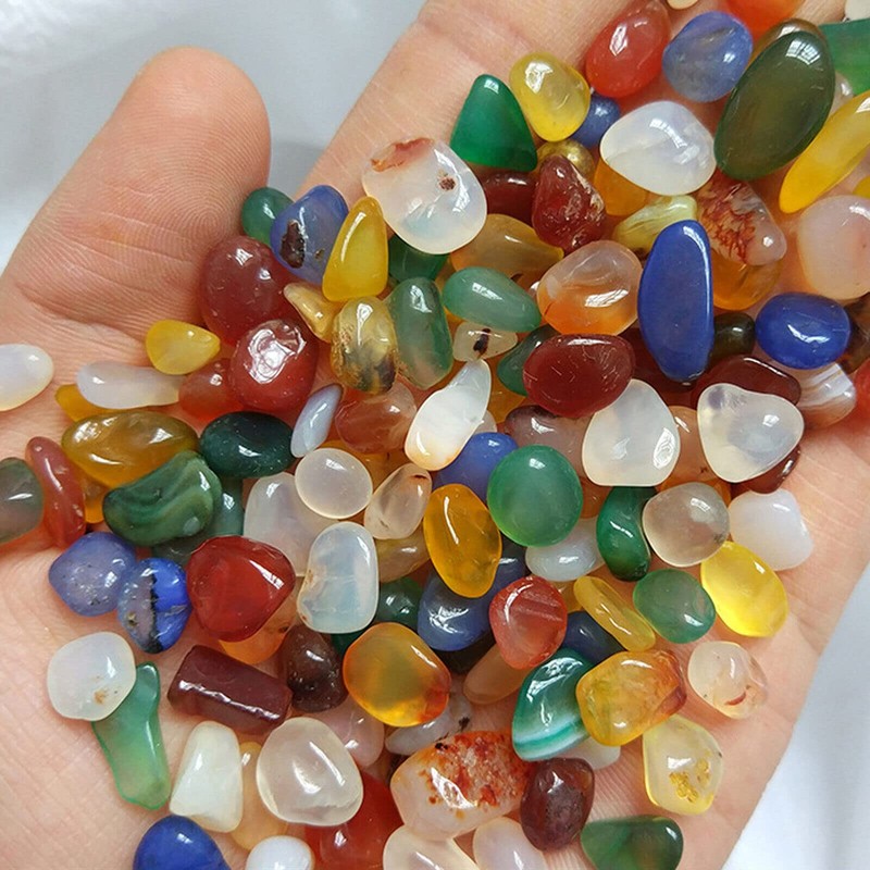 100G Mixed Agate Tumbled Stones - Decorative Gravel Crystals Bulk