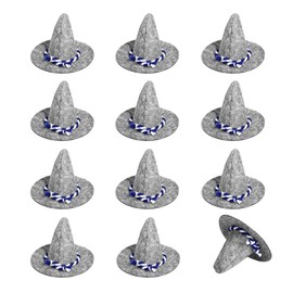HFMYGS 12 Stück Oktoberfest Deko Klein Filzhut, Mini Trachtenhut, Bayerischer Hut Bier, Seppelhut, Tischdeko Bayrische Dekoration, Oktoberfest Grau Hut, Bayrisch Tischdeko