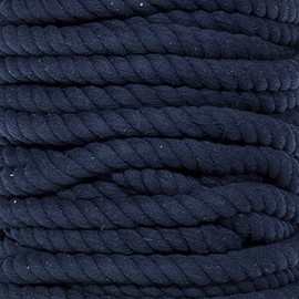 Super Soft 3 Strand Twisted Cotton Rope (Navy, 3/4 Inch x 10 Feet)