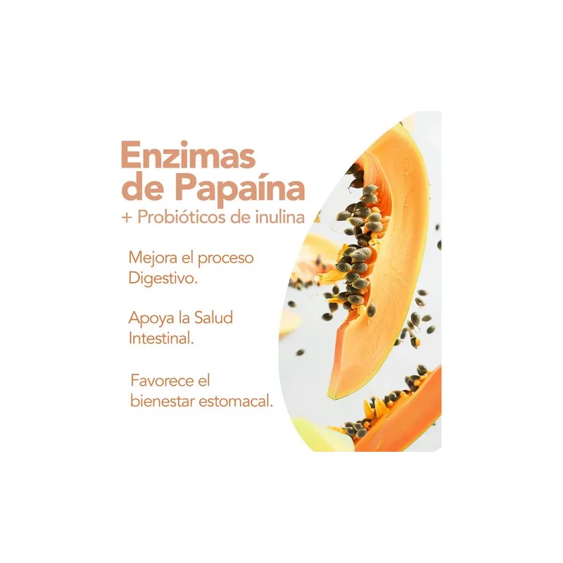 Enzimas De Papaína + Prebioticos | 60 Tabletas 1,200 mg