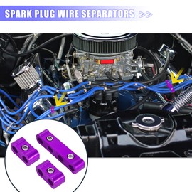 Unifizz 4 Set 8mm Spark Plug Wire Separators Kit,Spark Plug Wire Separators Aluminum Kit,Plug Wire Divider Looms Ignition Wire Separators Holders,Engine Spark Plug Wire Separator Divider(Purple)