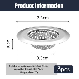 3-Pack,Bathtub Sink Strainer, Stainless Steel Shower Drain Hair Catcher, Bathroom Sink Drain Strainer