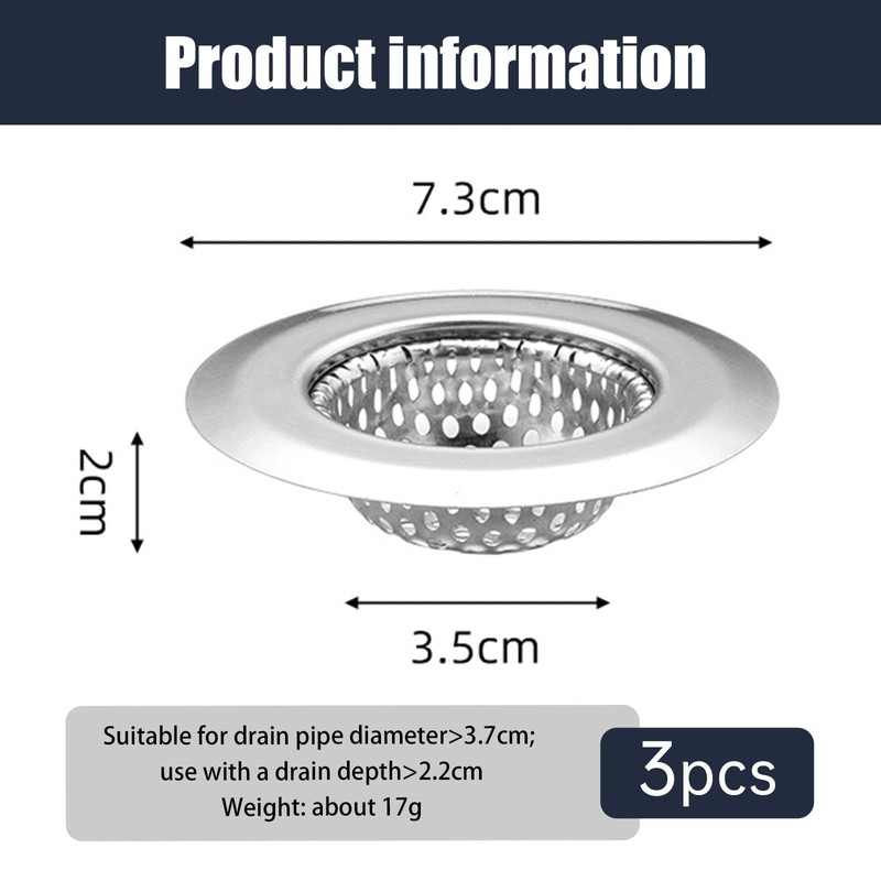 3-Pack,Bathtub Sink Strainer, Stainless Steel Shower Drain Hair Catcher, Bathroom