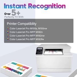 ONLYU 215A Toner Cartridge 4 Pack Replacement for HP 215A with Chip Works with HP Color Laserjet Pro MFP M182nw M183fw M182n M155a M155nw Printer (Black Cyan Yellow Magenta)