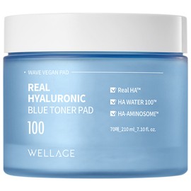 Wellage Real Hyaluronic Blue 100 Toner Pad 210ml, 70 packs, 1 piece / 웰라쥬 리얼 히알루로닉 블루 100 토너 패드 210ml, 70개입, 1개