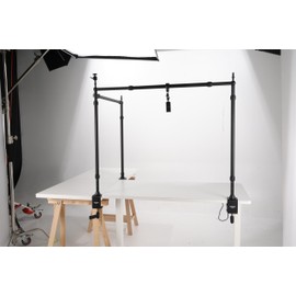 NEEWER Overhead Camera Mount Rig with Dual Ball Head Super Clamp/Phone Holder/C Clamp for Desktop Top Down Shots, Metal Multi Device Mount Platform for Photography Live Streaming Video Making, NK003